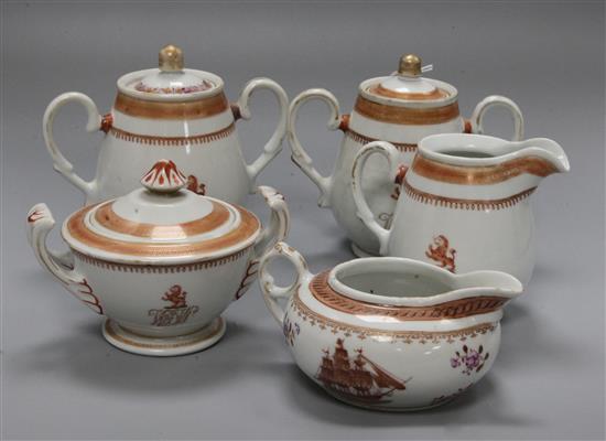 Five Chinese armorial crested vessels